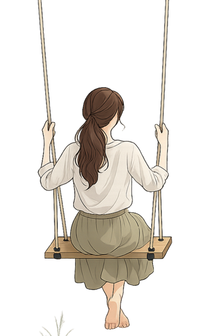 Frau von hinten auf einer Schaukel als Illustration für eigene Bedürfnisse und Lebensgestaltung