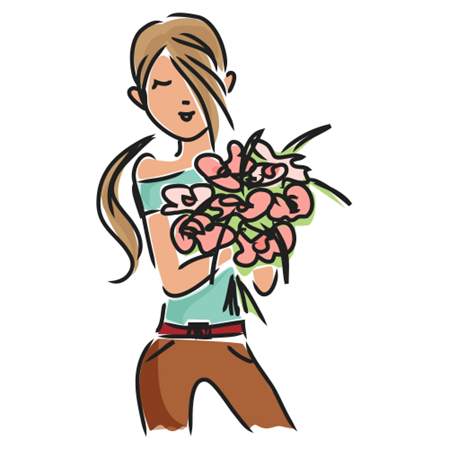 Teenager mit Blumenstrauss