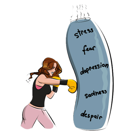 Frau kämpft gegen Stress, Depressionen und Angst
